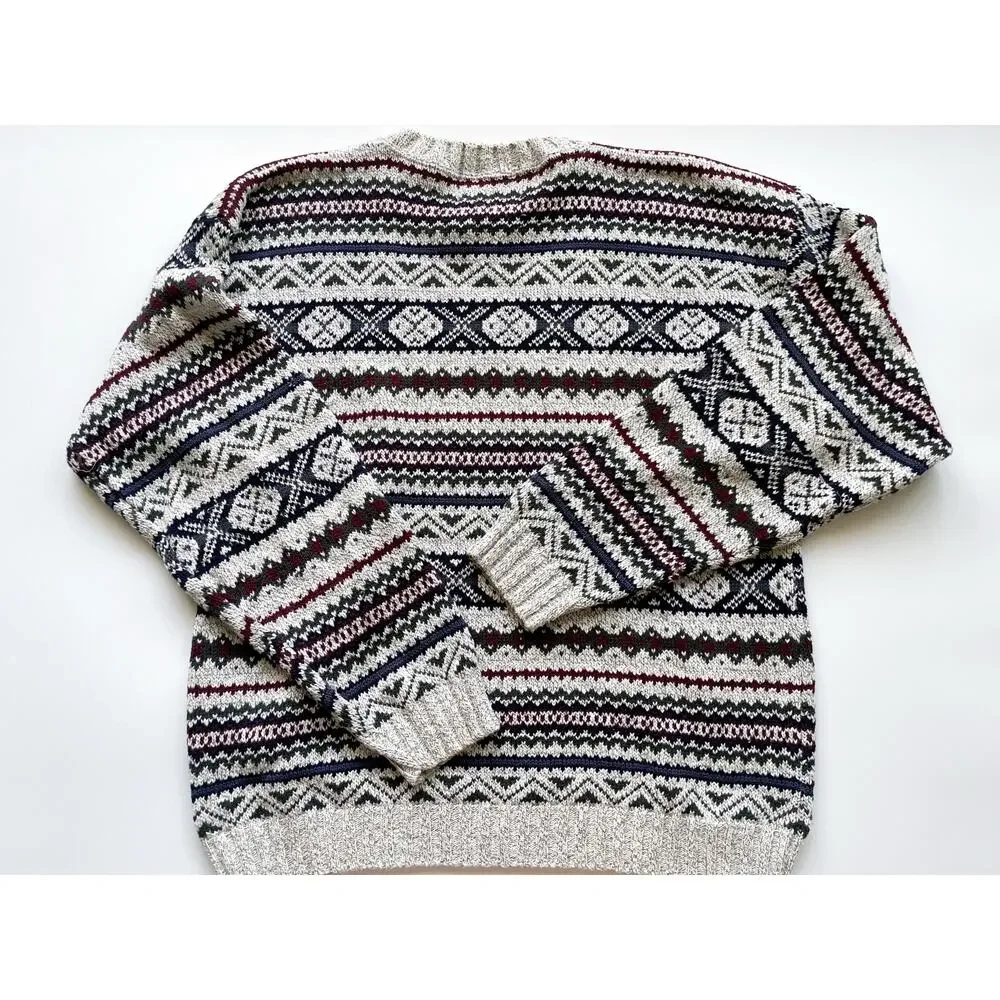 Men's Vintage Liberty Fair Isle Multicolor Knit Crewneck Sweater Size XL